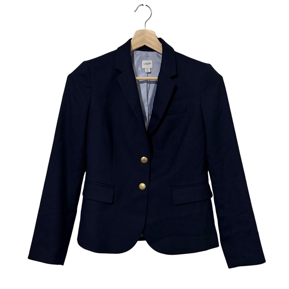 J. Crew Navy Blue Original Schoolboy Gold Button Wool Blend Blazer Jacket 2‎